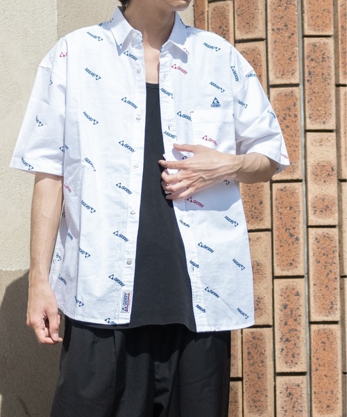 GERRY（ジェリー）の「【ag】〔GERRY/ジェリー〕オックス胸刺繍/総柄半袖ルーズシャツ/ビッグシャツ（シャツ/ブラウス・メンズ・ホワイト系その他/ネイビー/サックスブルー/マルチ/ブルー系その他/ホワイト・X-LARGE/MEDIUM/LARGE）」の2枚目の写真