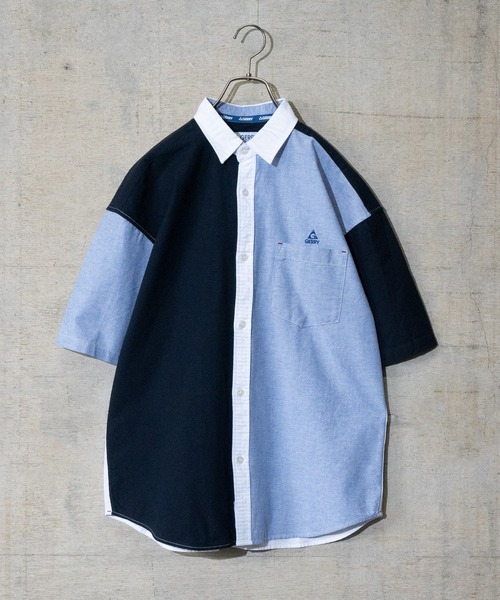 GERRY（ジェリー）の「【ag】〔GERRY/ジェリー〕オックス胸刺繍/総柄半袖ルーズシャツ/ビッグシャツ（シャツ/ブラウス・メンズ・ホワイト系その他/ネイビー/サックスブルー/マルチ/ブルー系その他/ホワイト・X-LARGE/MEDIUM/LARGE）」の6枚目の写真