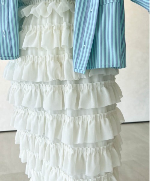 Birthday room（バースデイルーム）の「スモールティアードフリルスカート（スカート・レディース・ブラック/アイボリー・FREE）」の7枚目の写真