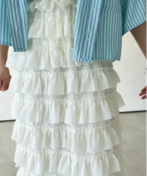 Birthday room（バースデイルーム）の「スモールティアードフリルスカート（スカート・レディース・ブラック/アイボリー・FREE）」の8枚目の写真