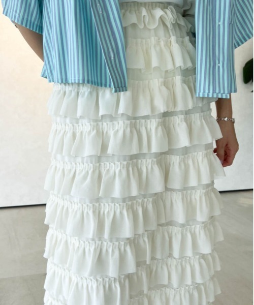 Birthday room（バースデイルーム）の「スモールティアードフリルスカート（スカート・レディース・ブラック/アイボリー・FREE）」の9枚目の写真
