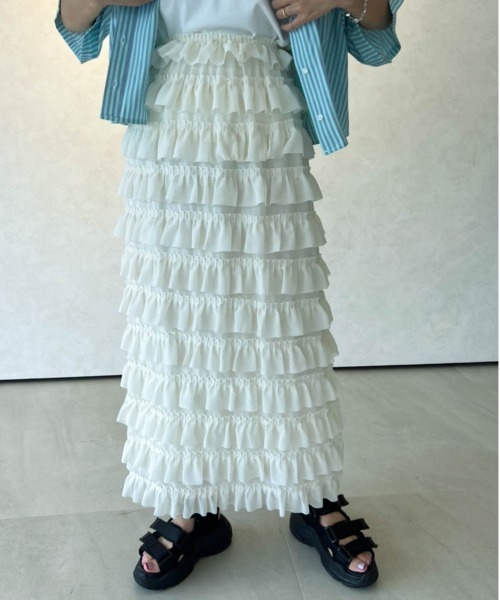 Birthday room（バースデイルーム）の「スモールティアードフリルスカート（スカート・レディース・ブラック/アイボリー・FREE）」の10枚目の写真