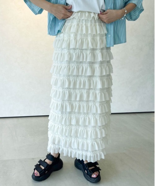 Birthday room（バースデイルーム）の「スモールティアードフリルスカート（スカート・レディース・ブラック/アイボリー・FREE）」の11枚目の写真