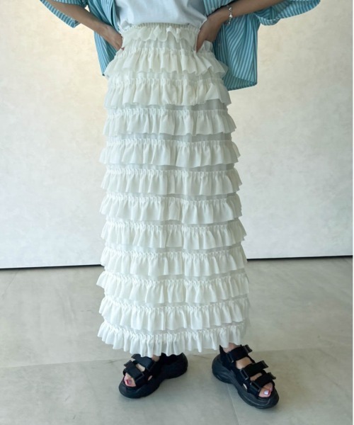 Birthday room（バースデイルーム）の「スモールティアードフリルスカート（スカート・レディース・ブラック/アイボリー・FREE）」の12枚目の写真