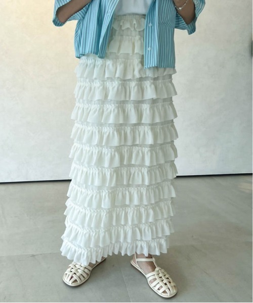 Birthday room（バースデイルーム）の「スモールティアードフリルスカート（スカート・レディース・ブラック/アイボリー・FREE）」の13枚目の写真