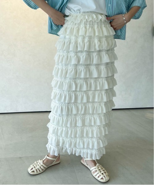Birthday room（バースデイルーム）の「スモールティアードフリルスカート（スカート・レディース・ブラック/アイボリー・FREE）」の15枚目の写真