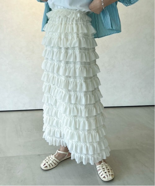 Birthday room（バースデイルーム）の「スモールティアードフリルスカート（スカート・レディース・ブラック/アイボリー・FREE）」の16枚目の写真