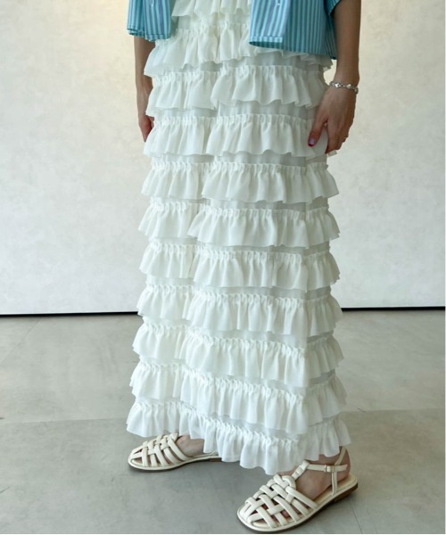 Birthday room（バースデイルーム）の「スモールティアードフリルスカート（スカート・レディース・ブラック/アイボリー・FREE）」の20枚目の写真