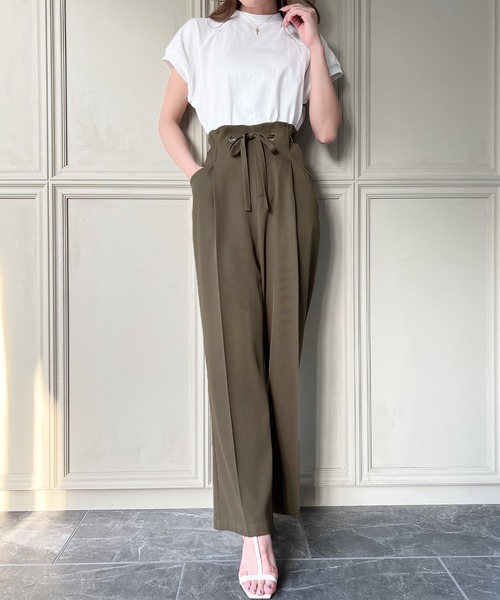 junoah(ジュノア)の「ハイウエストデザインセンタープレスパンツ(その他パンツ・レディース・ブラック/ベージュ/モカ・MEDIUM/LARGE/X-LARGE)」の8枚目の写真