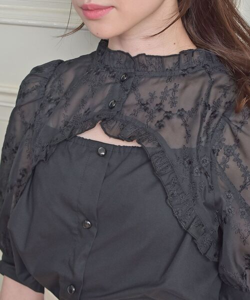 ems excite（エムズエキサイト）の「２way花柄BL（シャツ/ブラウス・レディース・ブルー/ブラック/ホワイト・FREE）」の16枚目の写真