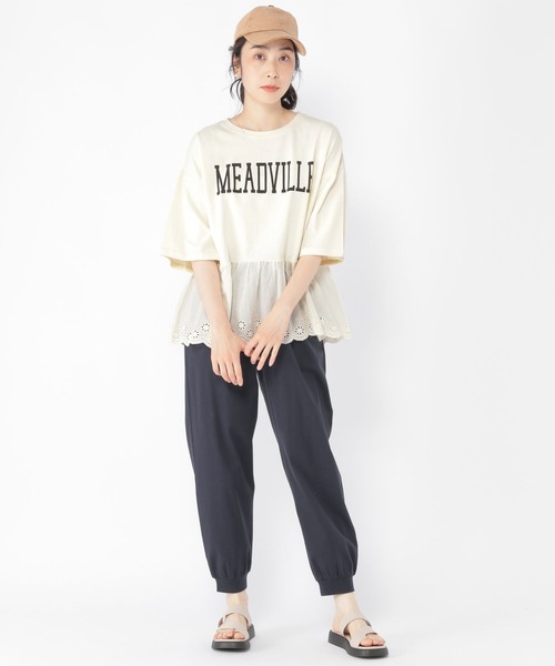 studio CLIP（スタディオクリップ）の「裾レースドッキングTシャツ（Tシャツ/カットソー・レディース・カーキ/ブラック/オフホワイト・FREE）」の10枚目の写真