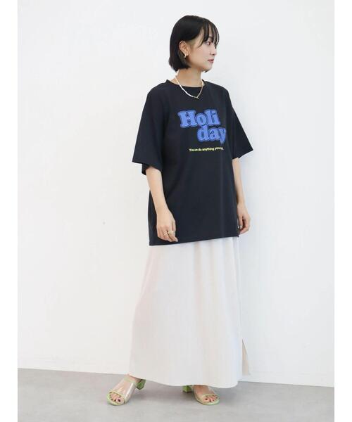 Green Parks(グリーンパークス)の「・novem9 Holiday pt Tシャツチュニック(Tシャツ/カットソー・レディース・ブラック/オフホワイト/サックスブルー/イエロー・FREE)」の14枚目の写真