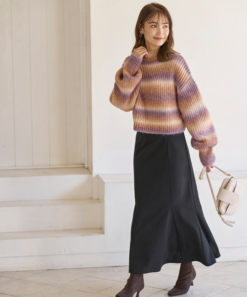BELLUNA PLUS(ベルーナ)の「ボトルネックグラデーションニット(ニット/セーター・レディース・ミント/オレンジ系その他・MEDIUM)」の16枚目の写真