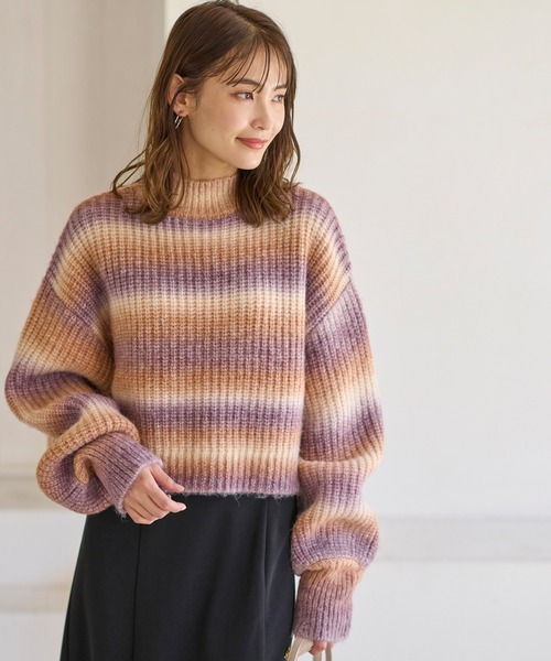 BELLUNA PLUS(ベルーナ)の「ボトルネックグラデーションニット(ニット/セーター・レディース・ミント/オレンジ系その他・MEDIUM)」の18枚目の写真