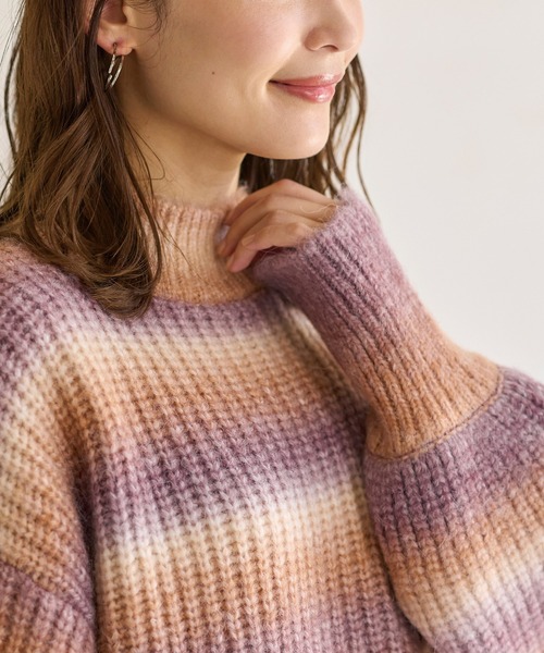 BELLUNA PLUS(ベルーナ)の「ボトルネックグラデーションニット(ニット/セーター・レディース・ミント/オレンジ系その他・MEDIUM)」の19枚目の写真