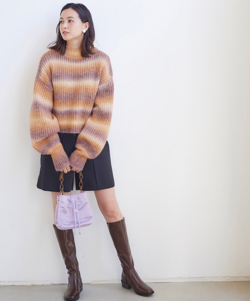 BELLUNA PLUS(ベルーナ)の「ボトルネックグラデーションニット(ニット/セーター・レディース・ミント/オレンジ系その他・MEDIUM)」の21枚目の写真