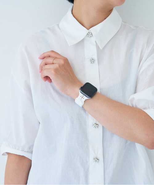 SiNCERE(シンシア)の「Apple Watch Band / アップルウォッチ バンド フラワーシリコン 38-41mm(デジタル腕時計・レディース・ライトブルー/ブラック/ベージュ/ホワイト/ライトグリーン・40mm)」の2枚目の写真