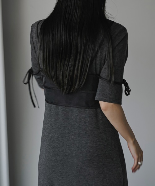 Ezick（エジック）の「シアービスチェセットカットワンピース（ワンピース・レディース・チャコールグレー/カーキ・FREE）」の18枚目の写真