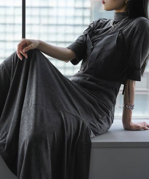 Ezick（エジック）の「シアービスチェセットカットワンピース（ワンピース・レディース・チャコールグレー/カーキ・FREE）」の12枚目の写真