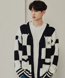 ROMANTIC CROWN | A'GEM/9 × .kom『ROMANTIC CROWN/ロマンティッククラウン』CHECKER BOARD WAFFLE CARDIGAN/チェッカーボーダー ワッフルカーディガン(カーディガン/ボレロ)