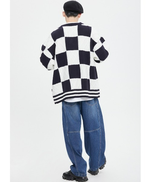 ROMANTIC CROWN（ロマンティッククラウン）の「A'GEM/9 × .kom『ROMANTIC CROWN/ロマンティッククラウン』CHECKER BOARD WAFFLE CARDIGAN/チェッカーボーダー ワッフルカーディガン（カーディガン/ボレロ・レディース・ネイビー/グリーン・M）」の7枚目の写真