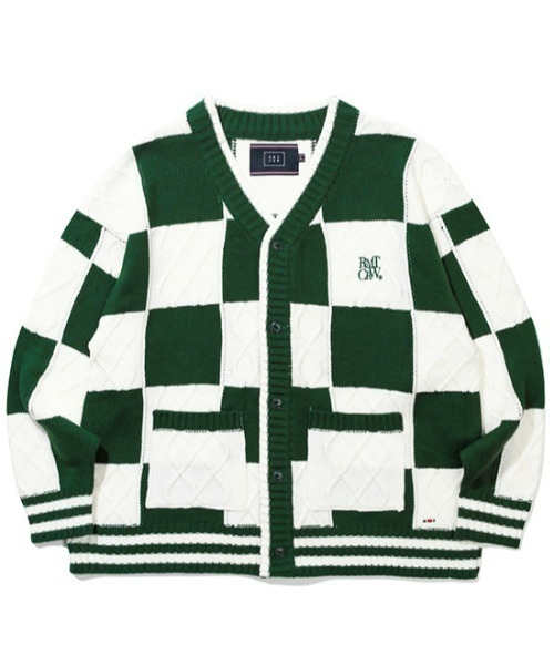ROMANTIC CROWN（ロマンティッククラウン）の「A'GEM/9 × .kom『ROMANTIC CROWN/ロマンティッククラウン』CHECKER BOARD WAFFLE CARDIGAN/チェッカーボーダー ワッフルカーディガン（カーディガン/ボレロ・レディース・ネイビー/グリーン・M）」の8枚目の写真