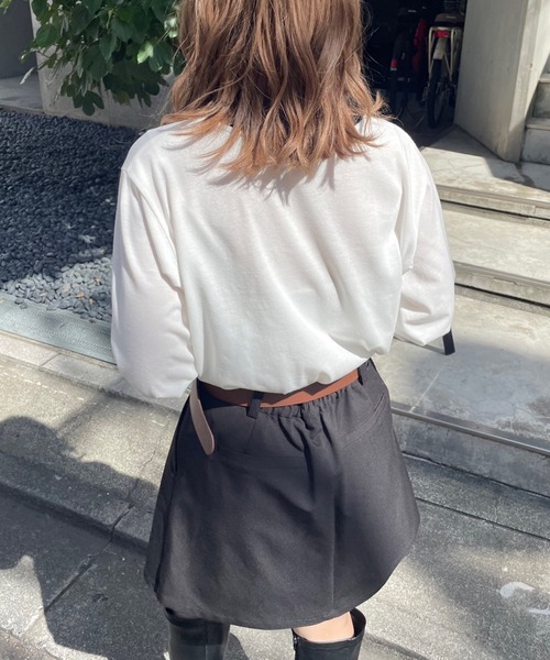 OLIVE des OLIVE（オリーブデオリーブ）の「ロゴ刺繍ロンティー（Tシャツ/カットソー・レディース・ホワイト/ブラウン/オフホワイト・FREE）」の5枚目の写真