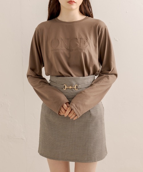 OLIVE des OLIVE（オリーブデオリーブ）の「ロゴ刺繍ロンティー（Tシャツ/カットソー・レディース・ホワイト/ブラウン/オフホワイト・FREE）」の19枚目の写真