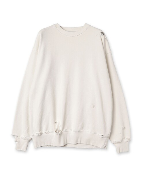 Jieda(ジエダ)の「PIGMENT DAMAGE SWEAT(スウェット・メンズ・アイボリー/ブラック・1/2)」の2枚目の写真