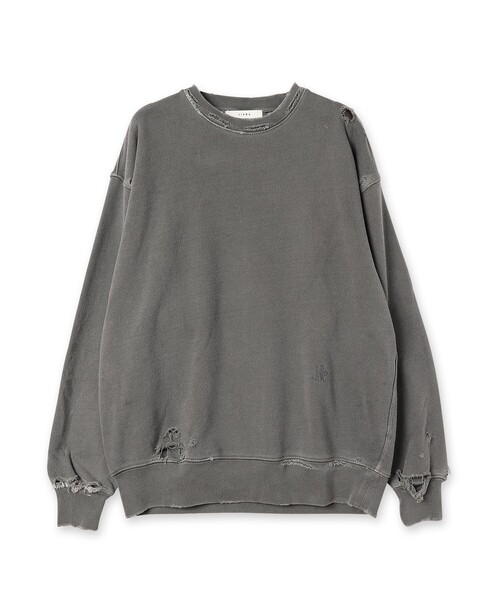 Jieda(ジエダ)の「PIGMENT DAMAGE SWEAT(スウェット・メンズ・アイボリー/ブラック・1/2)」の1枚目の写真