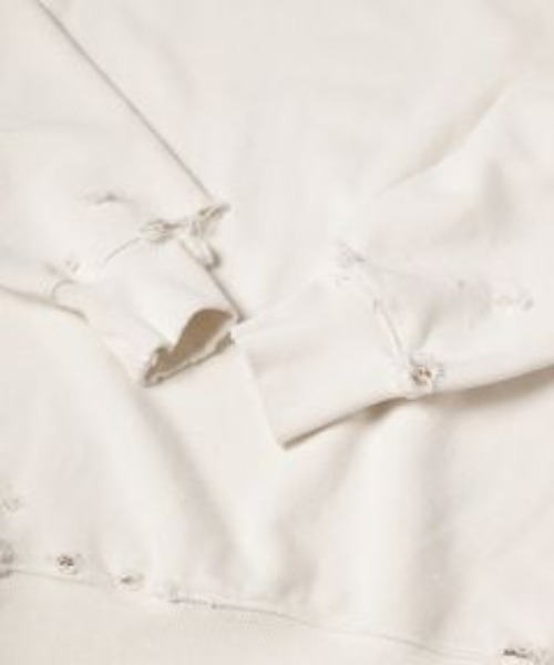 Jieda(ジエダ)の「PIGMENT DAMAGE SWEAT(スウェット・メンズ・アイボリー/ブラック・1/2)」の5枚目の写真