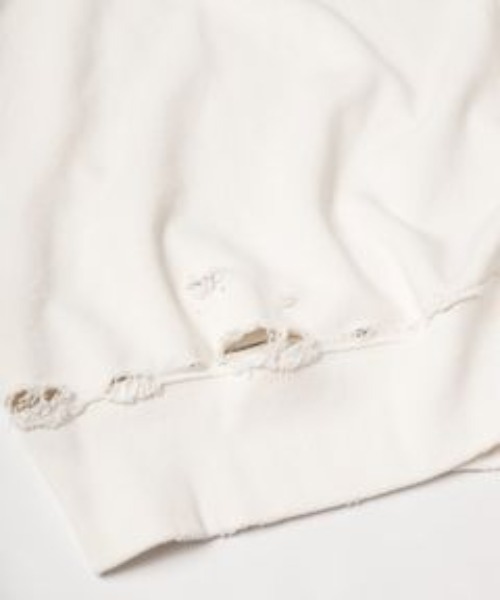 Jieda(ジエダ)の「PIGMENT DAMAGE SWEAT(スウェット・メンズ・アイボリー/ブラック・1/2)」の6枚目の写真
