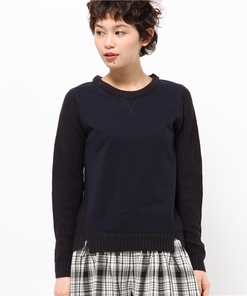 earth music&ecology(アースミュージックアンドエコロジー)の「スウェットドッキングニットプルオーバー(スウェット・レディース・アイボリー/ダークグレー/杢グレー/ネイビー・MEDIUM/SMALL)」の4枚目の写真