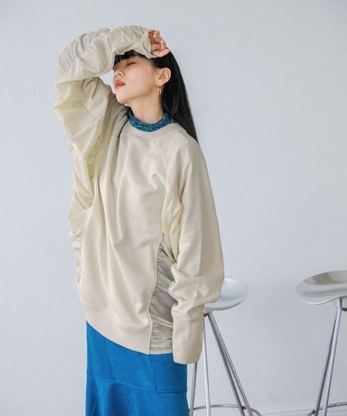 JEANASIS（ジーナシス）の「サテンドッキングギャザーウラケプルオーバー/164347（スウェット・レディース・ブラック/オフホワイト/ブラウン系その他・FREE）」の18枚目の写真