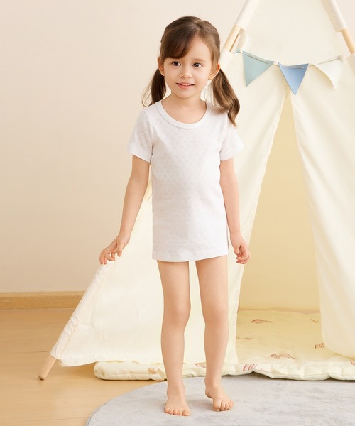 combimini(コンビミニ)の「レース半袖Tシャツ2枚組(Tシャツ/カットソー・キッズ・キナリ/オフホワイト/ホワイト・100/120/130/90/110/80/140)」の2枚目の写真