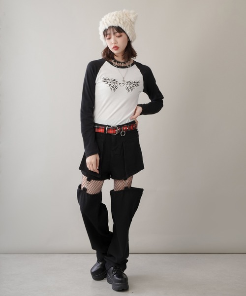 DARRDY(ダーディー)の「【マルチWAY】フックデザイン ブラックデニムストレートパンツ ハーフセパレートパンツ(デニムパンツ・レディース・ブラック・ONESIZE)」の4枚目の写真
