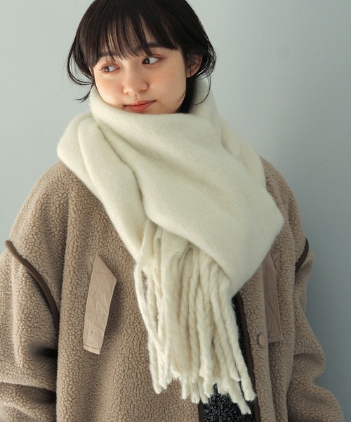 Crisp（クリスプ）の「バルキーマフラー（マフラー・レディース・グレー/パープル/アイボリー・FREE）」の2枚目の写真