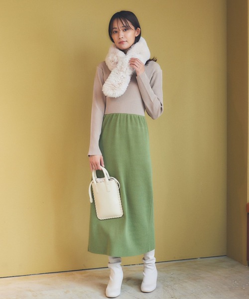 Andemiu（アンデミュウ）の「フェイクファーティペット162194（ストール/ショール・レディース・アイボリー/モカ/サックスブルー系・FREE）」の5枚目の写真