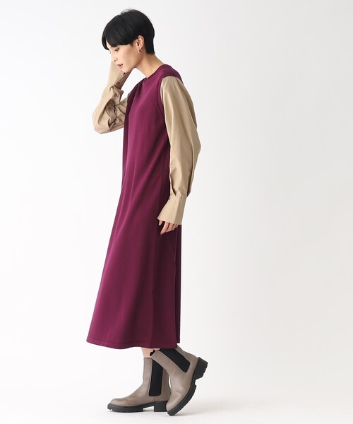 OPAQUE.CLIP（オペークドットクリップ）の「◆【C】スリーブドッキング ニットワンピース（ワンピース・レディース・ブラック系4/ワイン系1/チャコールグレー・38/40/36）」の8枚目の写真