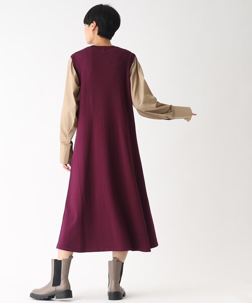 OPAQUE.CLIP（オペークドットクリップ）の「◆【C】スリーブドッキング ニットワンピース（ワンピース・レディース・ブラック系4/ワイン系1/チャコールグレー・38/40/36）」の9枚目の写真