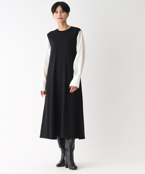 OPAQUE.CLIP（オペークドットクリップ）の「◆【C】スリーブドッキング ニットワンピース（ワンピース・レディース・ブラック系4/ワイン系1/チャコールグレー・38/40/36）」の10枚目の写真