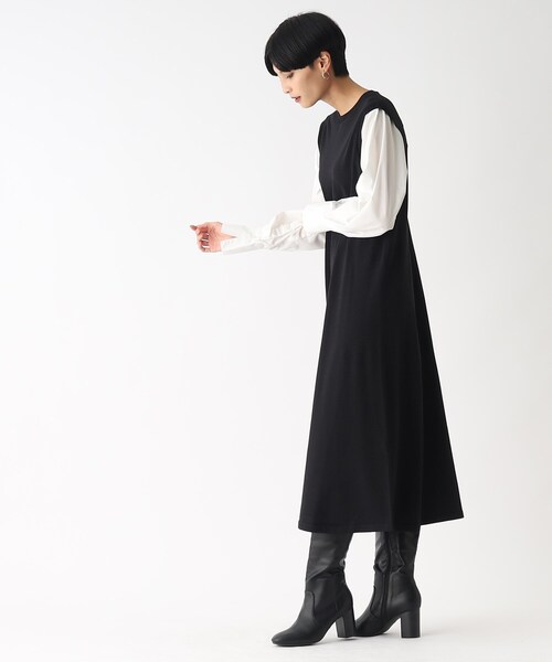 OPAQUE.CLIP（オペークドットクリップ）の「◆【C】スリーブドッキング ニットワンピース（ワンピース・レディース・ブラック系4/ワイン系1/チャコールグレー・38/40/36）」の12枚目の写真