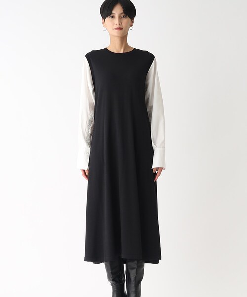 OPAQUE.CLIP（オペークドットクリップ）の「◆【C】スリーブドッキング ニットワンピース（ワンピース・レディース・ブラック系4/ワイン系1/チャコールグレー・38/40/36）」の14枚目の写真