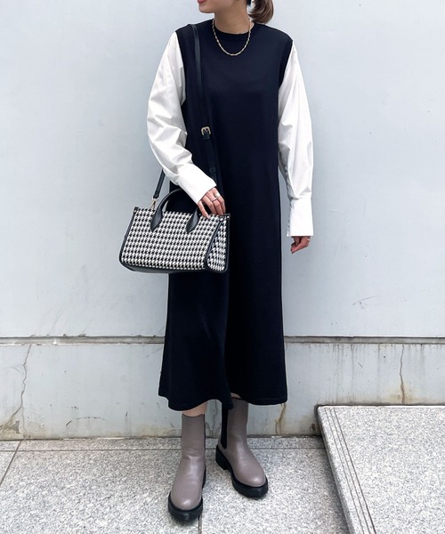 OPAQUE.CLIP（オペークドットクリップ）の「◆【C】スリーブドッキング ニットワンピース（ワンピース・レディース・ブラック系4/ワイン系1/チャコールグレー・38/40/36）」の2枚目の写真