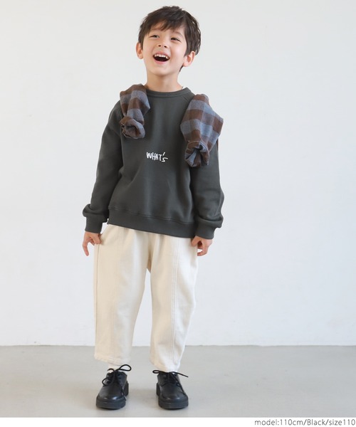 coca(coca)(コカ)の「キッズ 親子お揃い裏毛ラグランロゴスウェット(スウェット・キッズ・グレー/ブラック/カーキ/レッド・100/110/120/130)」の5枚目の写真