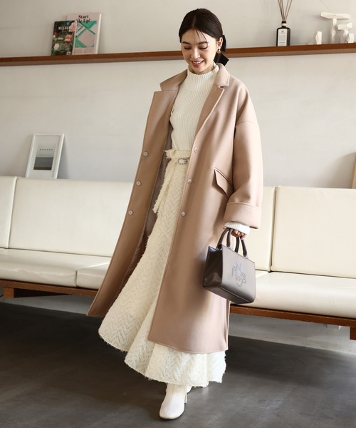 one after another NICE CLAUP（ワンアフターアナザーナイスクラップ）の「大人可愛い着こなし。ベルト付きロングコート（チェスターコート・レディース・アイボリー/ベージュ/ブラウン系その他・SMALL/MEDIUM）」の21枚目の写真