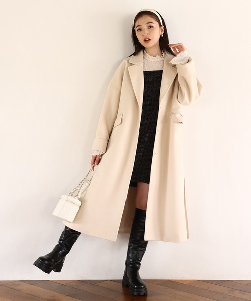 one after another NICE CLAUP（ワンアフターアナザーナイスクラップ）の「大人可愛い着こなし。ベルト付きロングコート（チェスターコート・レディース・アイボリー/ベージュ/ブラウン系その他・SMALL/MEDIUM）」の18枚目の写真