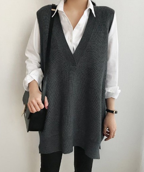 Chaco closet（チャコ クローゼット）の「オーバーサイズ深Vベスト（ベスト・レディース・ブラウン/グレー/ブラック・FREE）」の13枚目の写真