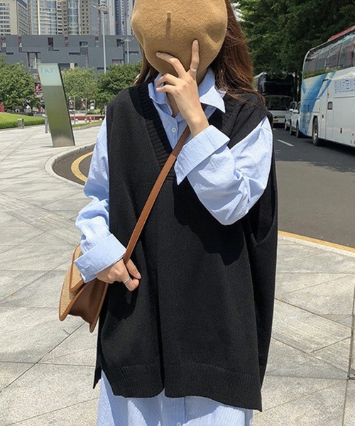 Chaco closet（チャコ クローゼット）の「オーバーサイズ深Vベスト（ベスト・レディース・ブラウン/グレー/ブラック・FREE）」の7枚目の写真