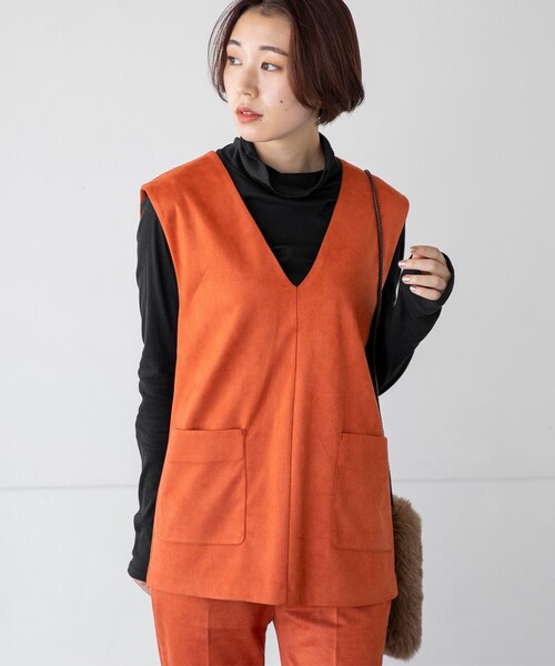 THE SHOP TK (ザ ショップ ティーケー )の「◆【洗える】スウェードタッチベスト(ベスト・レディース・オレンジ/ブラック/ライトベージュ・12)」の3枚目の写真